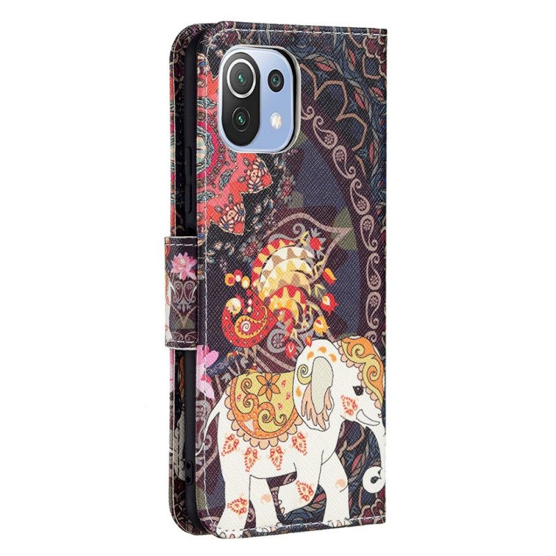 Custodia in pelle Xiaomi Mi 11 Lite 4G / 5G / 5G NE Elefanti Indiani