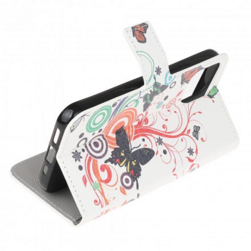 Custodia in pelle Xiaomi Mi 11 Lite 4G / 5G / 5G NE Farfalle E Fiori