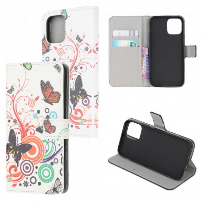 Custodia in pelle Xiaomi Mi 11 Lite 4G / 5G / 5G NE Farfalle E Fiori