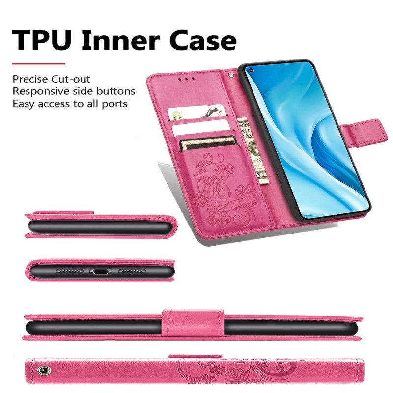 Custodia in pelle Xiaomi Mi 11 Lite 4G / 5G / 5G NE Fiori Asiatici
