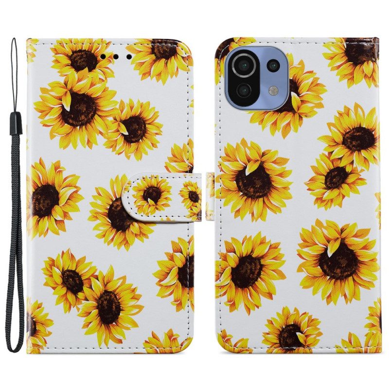 Custodia in pelle Xiaomi Mi 11 Lite 4G / 5G / 5G NE Girasoli