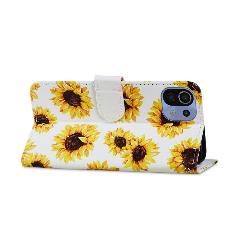 Custodia in pelle Xiaomi Mi 11 Lite 4G / 5G / 5G NE Girasoli