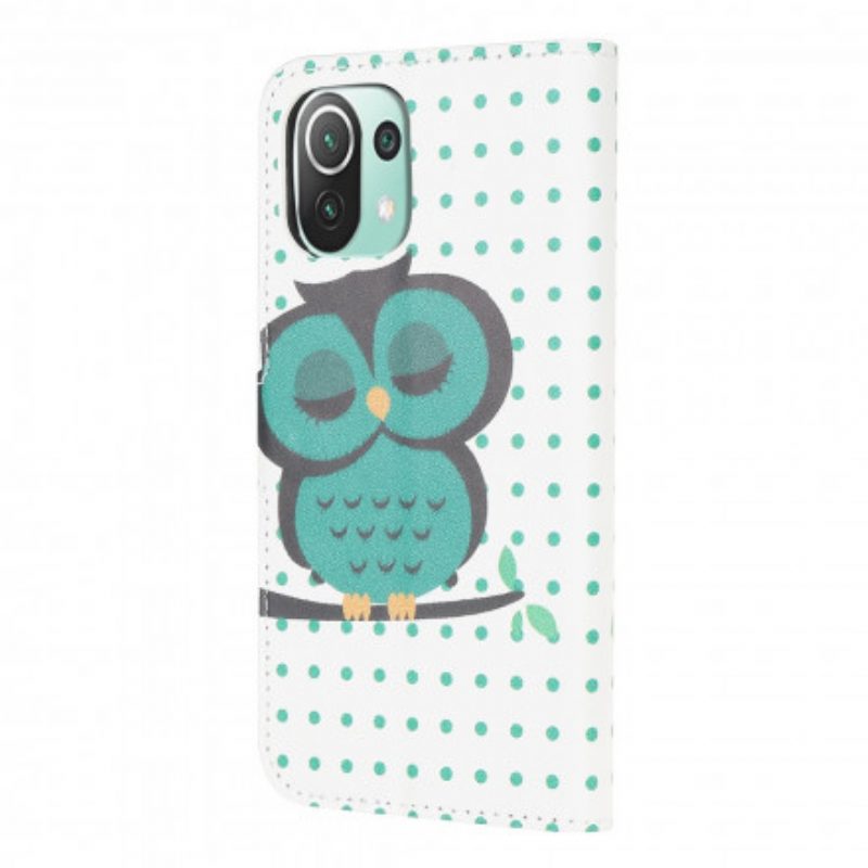 Custodia in pelle Xiaomi Mi 11 Lite 4G / 5G / 5G NE Gufo Addormentato