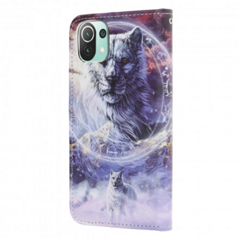 Custodia in pelle Xiaomi Mi 11 Lite 4G / 5G / 5G NE Lupo In Inverno