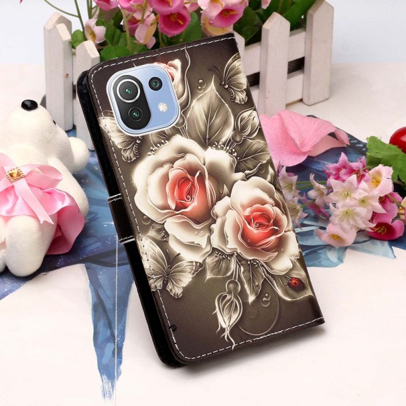Custodia in pelle Xiaomi Mi 11 Lite 4G / 5G / 5G NE Rose D'oro