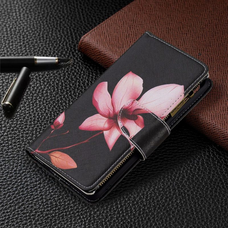 Custodia in pelle Xiaomi Mi 11 Lite 4G / 5G / 5G NE Tasca Con Zip Fiore Rosa
