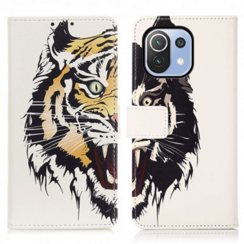 Custodia in pelle Xiaomi Mi 11 Lite 4G / 5G / 5G NE Tigre Feroce