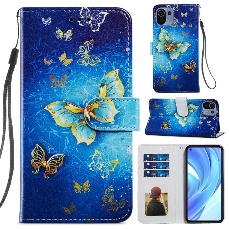 Custodia in pelle Xiaomi Mi 11 Lite 4G / 5G / 5G NE Volo Di Farfalle
