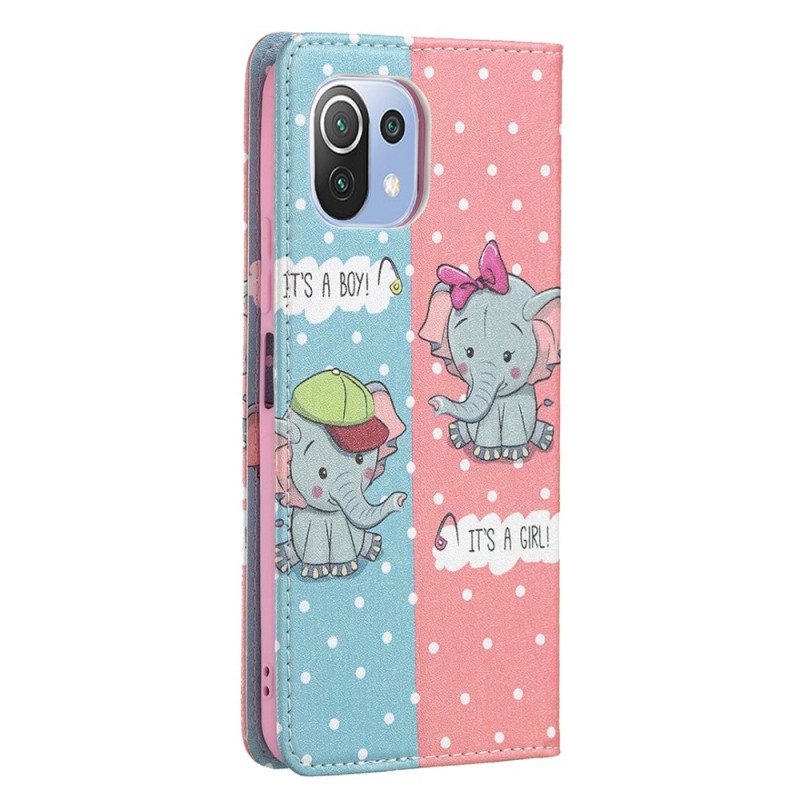 Folio Cover Xiaomi Mi 11 Lite 4G / 5G / 5G NE Custodia in pelle Elefantini