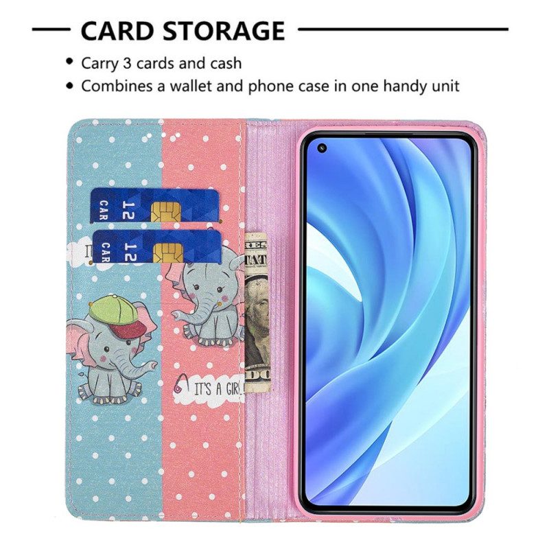 Folio Cover Xiaomi Mi 11 Lite 4G / 5G / 5G NE Custodia in pelle Elefantini