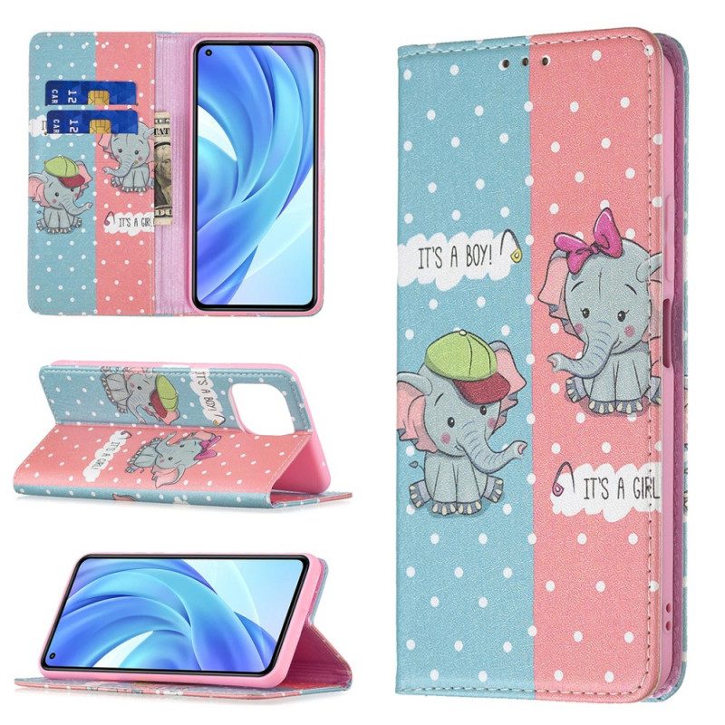Folio Cover Xiaomi Mi 11 Lite 4G / 5G / 5G NE Custodia in pelle Elefantini