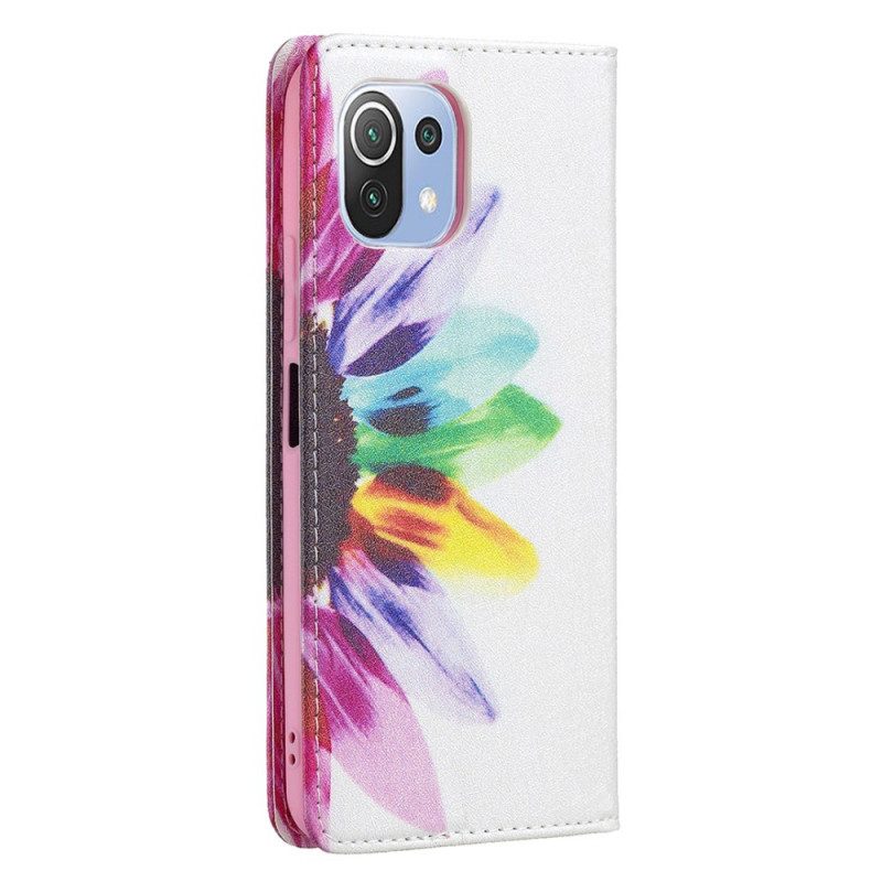 Folio Cover Xiaomi Mi 11 Lite 4G / 5G / 5G NE Custodia in pelle Fiore Dell'acquerello