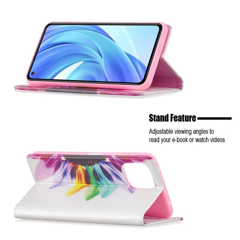 Folio Cover Xiaomi Mi 11 Lite 4G / 5G / 5G NE Custodia in pelle Fiore Dell'acquerello