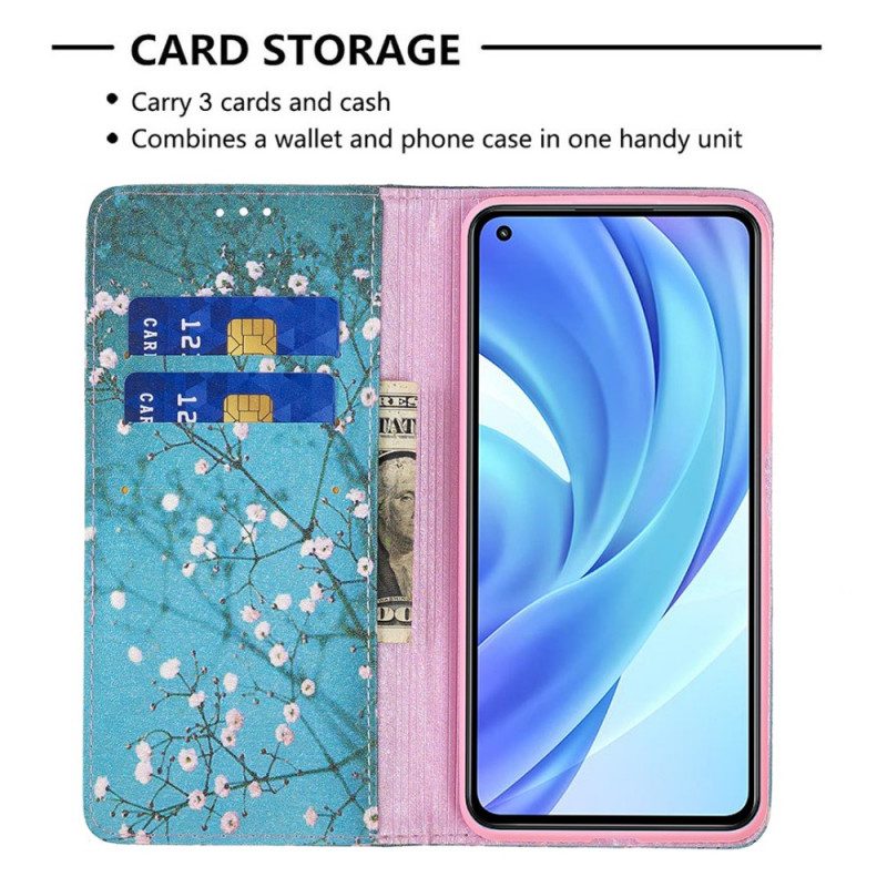 Folio Cover Xiaomi Mi 11 Lite 4G / 5G / 5G NE Custodia in pelle Rami Fioriti