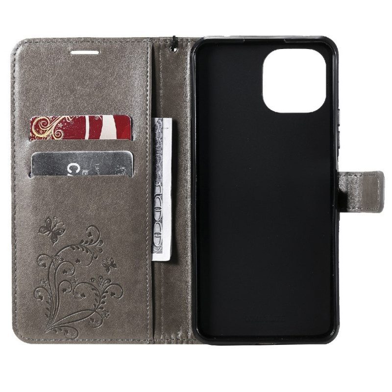 Folio Cover Xiaomi Mi 11 Lite 4G / 5G / 5G NE Farfalle Con Cinturino Gigante