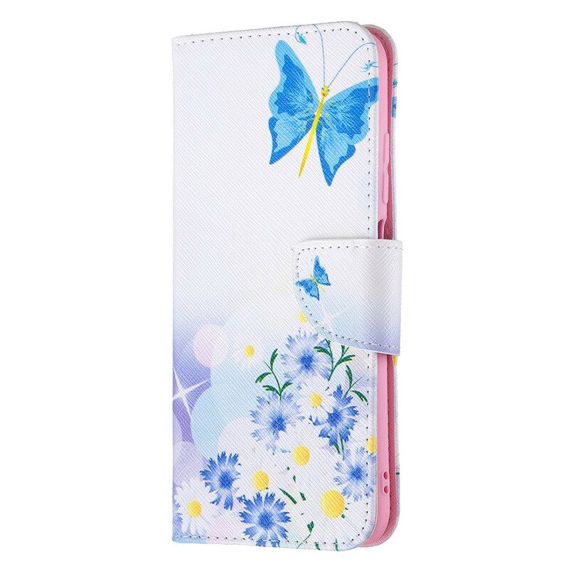 Custodia A Portafoglio Poco M3 Pro 5G Farfalle E Fiori