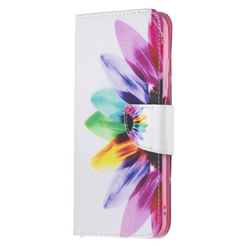 Custodia in pelle Poco M3 Pro 5G Fiore Dell'acquerello