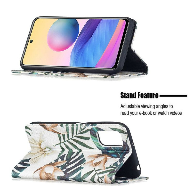 Folio Cover Poco M3 Pro 5G Custodia in pelle Foglie