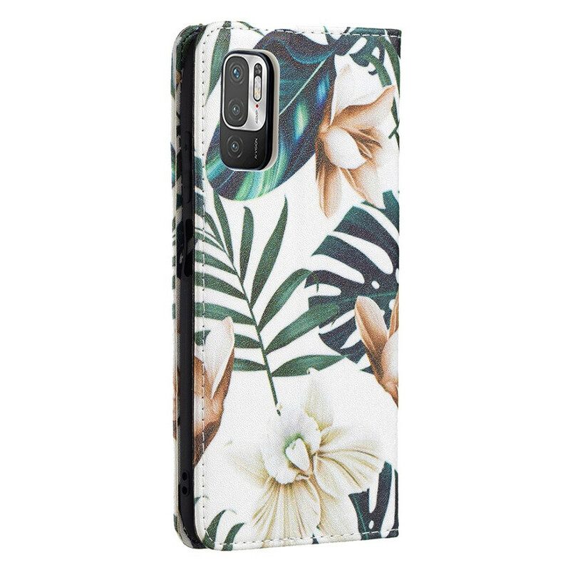 Folio Cover Poco M3 Pro 5G Custodia in pelle Foglie