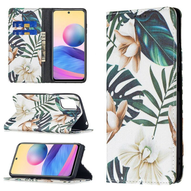 Folio Cover Poco M3 Pro 5G Custodia in pelle Foglie
