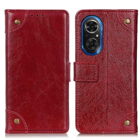 Custodia in pelle Honor 50 SE Rivetti Vintage In Pelle Nappa Stile