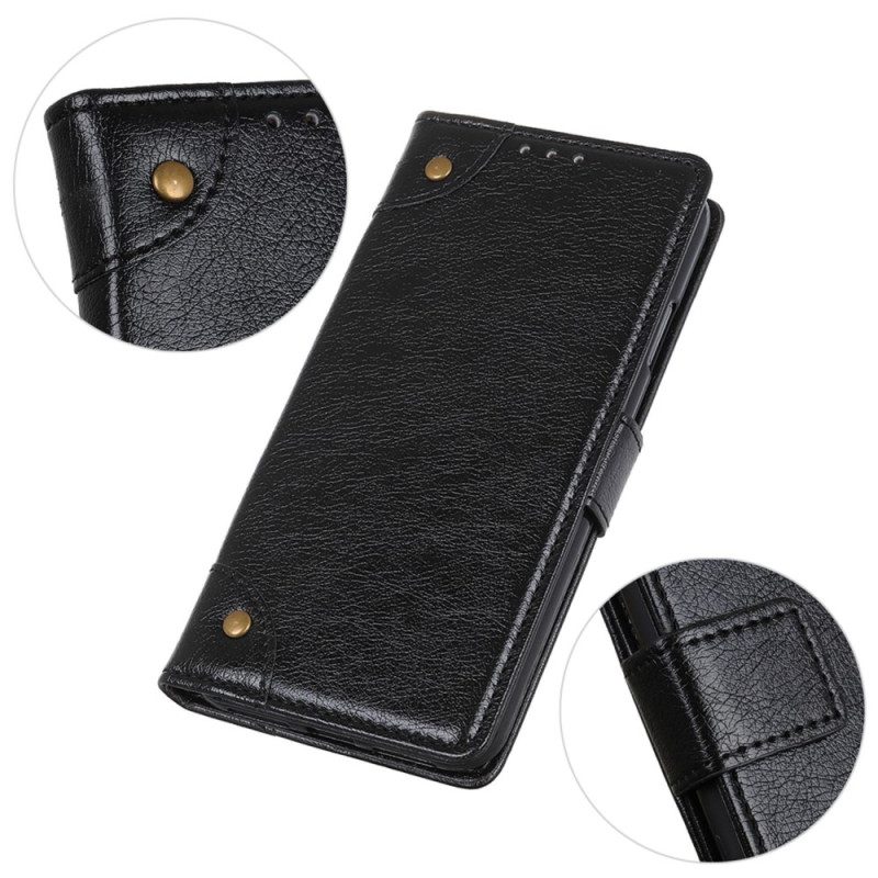 Custodia in pelle Honor 50 SE Rivetti Vintage In Pelle Nappa Stile