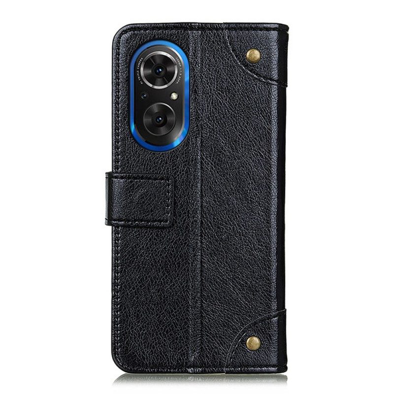Custodia in pelle Honor 50 SE Rivetti Vintage In Pelle Nappa Stile