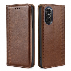 Folio Cover Honor 50 SE Custodia in pelle Cuciture In Pelle Litchi