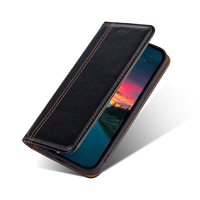 Folio Cover Honor 50 SE Custodia in pelle Cuciture In Pelle Litchi