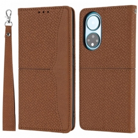 Folio Cover Honor 50 SE Stile Intrecciato Con Cinghie