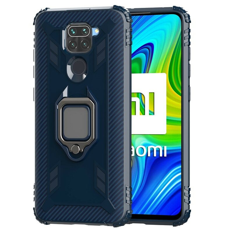 Cover Xiaomi Redmi Note 9 Anello E Fibra Di Carbonio