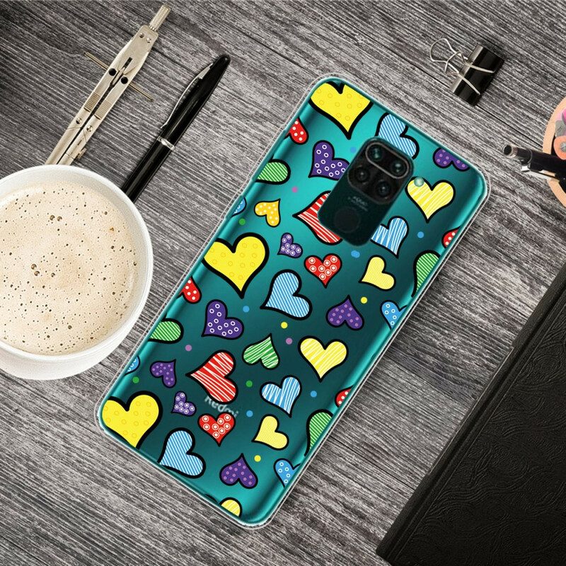 Cover Xiaomi Redmi Note 9 Cuori Multicolori