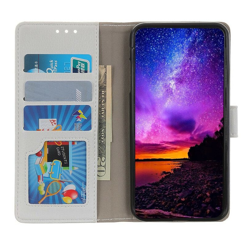 Custodia in pelle Xiaomi Redmi Note 9 Cuciture Litchi Effetto Pelle