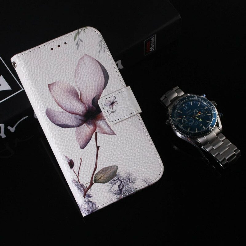 Custodia in pelle Xiaomi Redmi Note 9 Fiore Rosa Polveroso