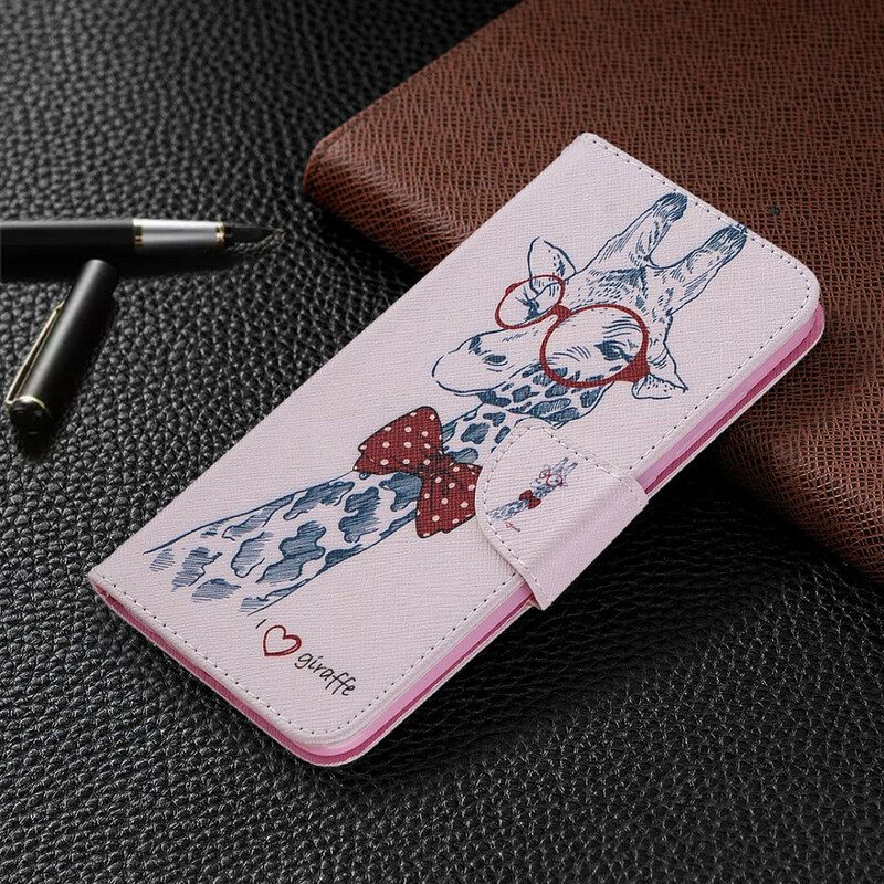 Custodia in pelle Xiaomi Redmi Note 9 Giraffa Intelligente