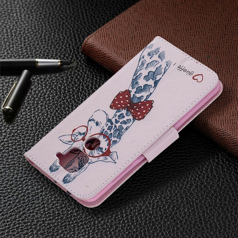 Custodia in pelle Xiaomi Redmi Note 9 Giraffa Intelligente