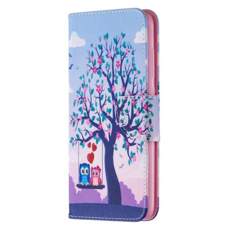 Custodia in pelle Xiaomi Redmi Note 9 Gufi Sull'altalena
