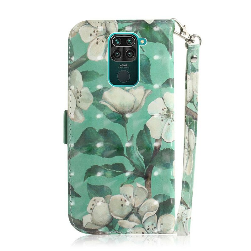 Custodia in pelle Xiaomi Redmi Note 9 Ramo Fiorito Con Cinturino