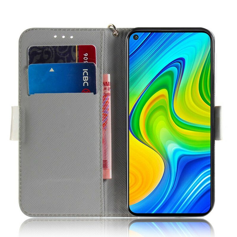Custodia in pelle Xiaomi Redmi Note 9 Ramo Fiorito Con Cinturino