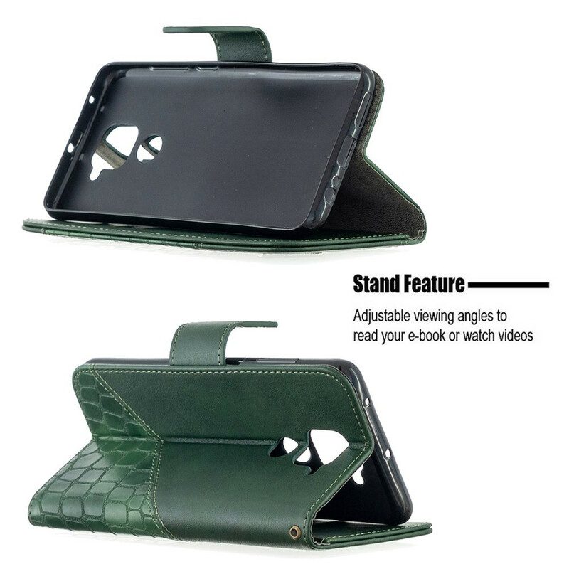 Folio Cover Xiaomi Redmi Note 9 Classico Effetto Pelle Di Coccodrillo