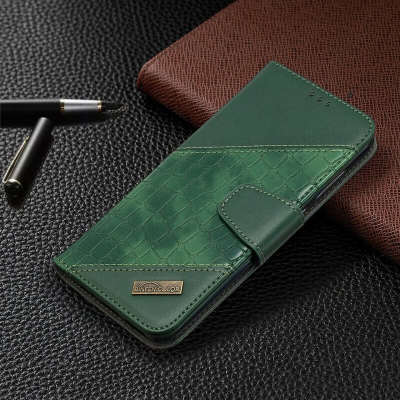 Folio Cover Xiaomi Redmi Note 9 Classico Effetto Pelle Di Coccodrillo