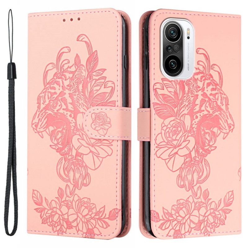 Custodia in pelle Poco F3 Barocco Strappy Tiger