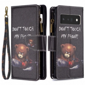 Custodia A Portafoglio Google Pixel 6 Pro Orsetto Tascabile Con Cerniera