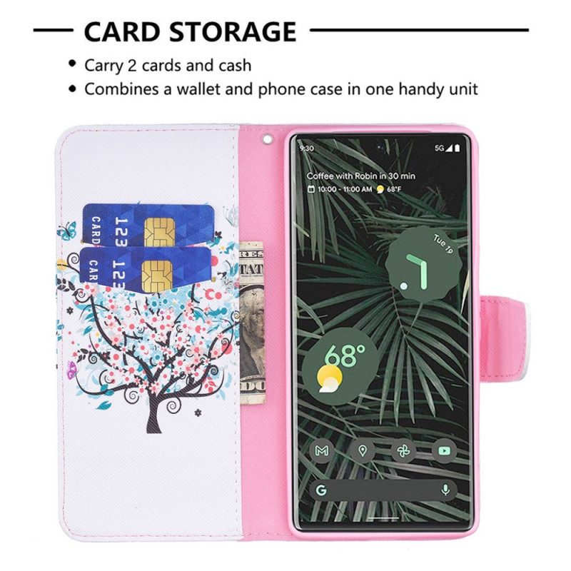 Custodia in pelle Google Pixel 6 Pro Albero Fiorito