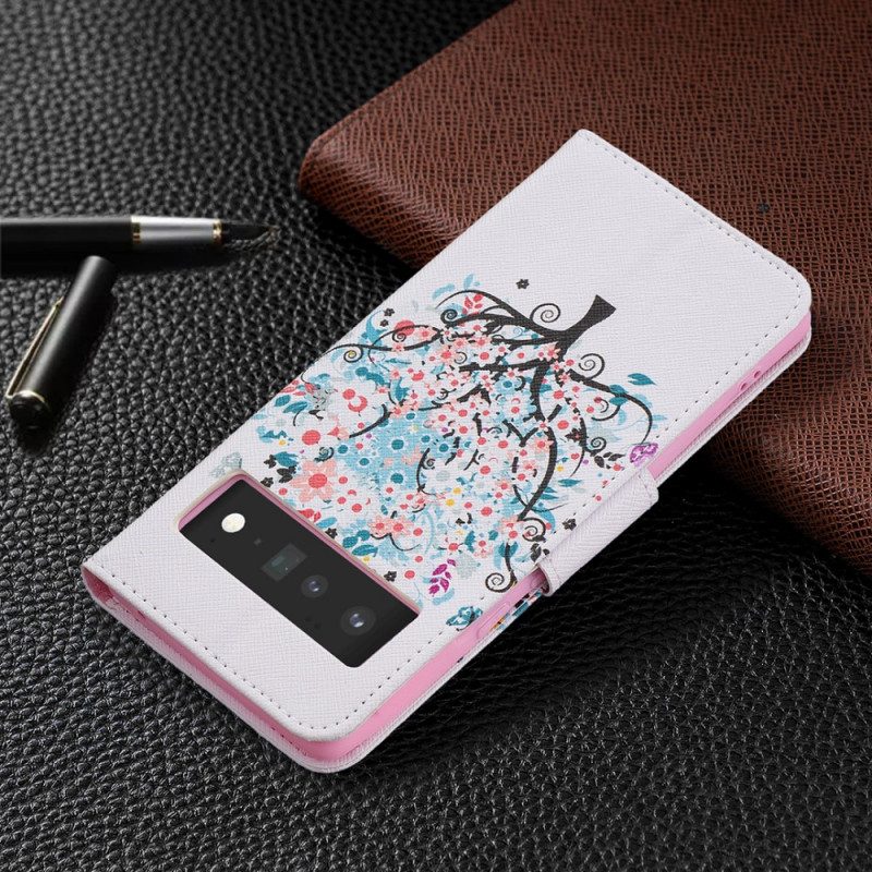 Custodia in pelle Google Pixel 6 Pro Albero Fiorito