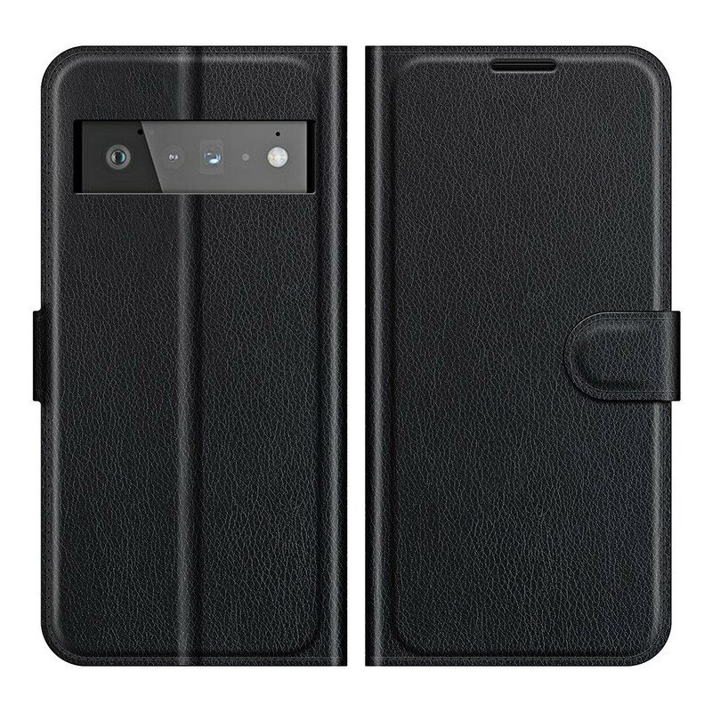 Custodia in pelle Google Pixel 6 Pro Classica Ecopelle Litchi