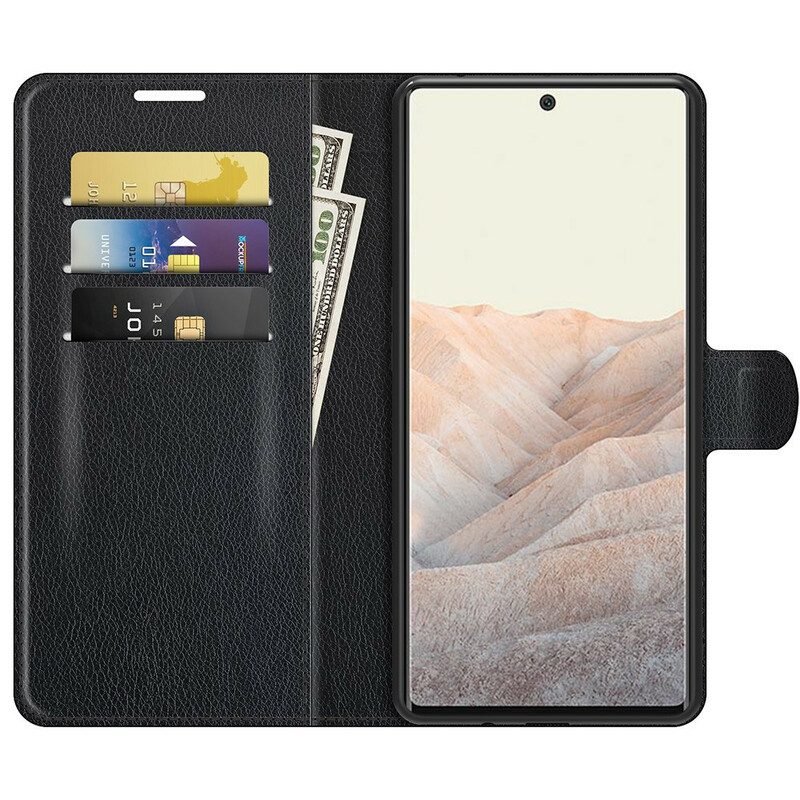 Custodia in pelle Google Pixel 6 Pro Classica Ecopelle Litchi