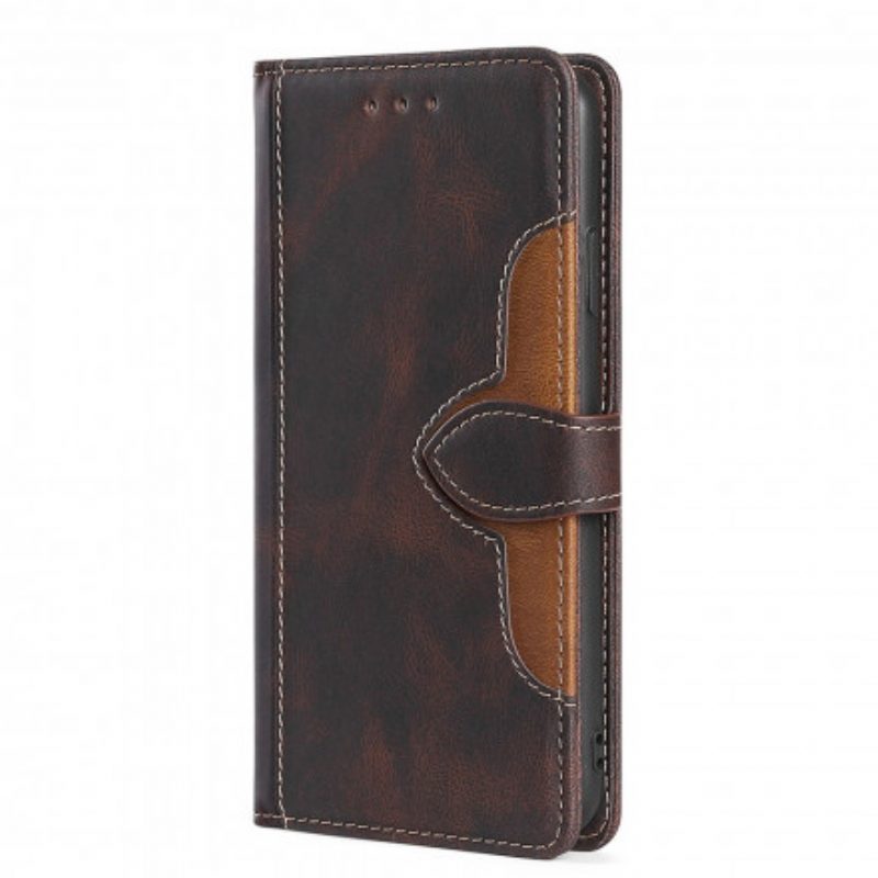 Custodia in pelle Google Pixel 6 Pro Ecopelle Bicolore Elegante