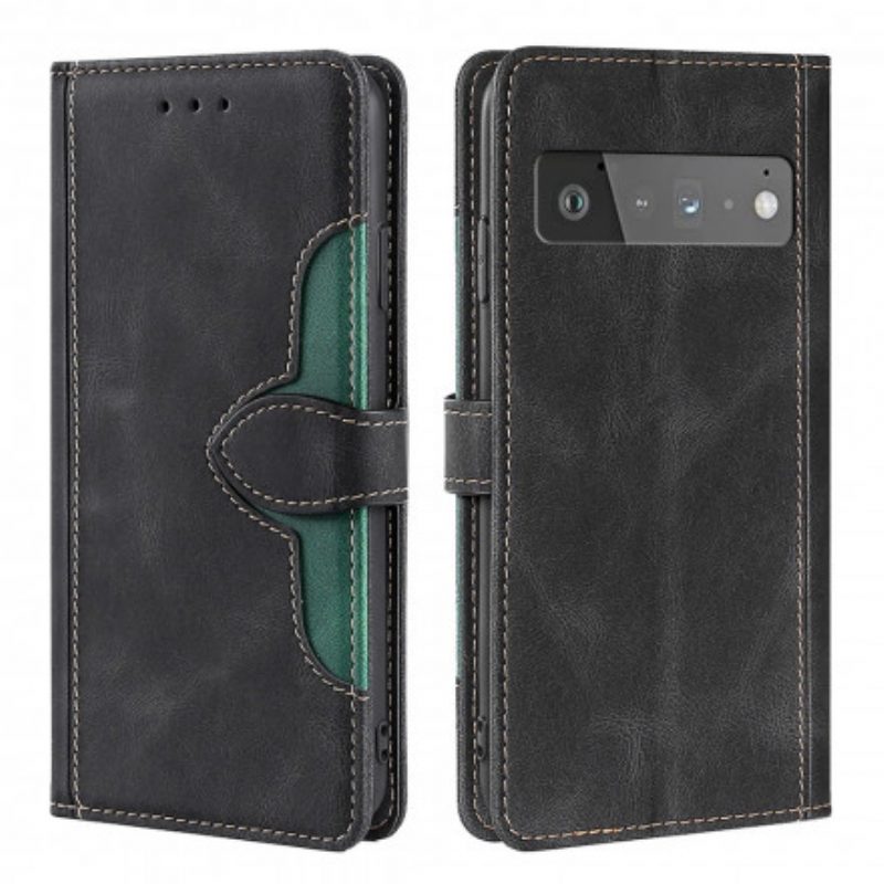 Custodia in pelle Google Pixel 6 Pro Ecopelle Bicolore Elegante