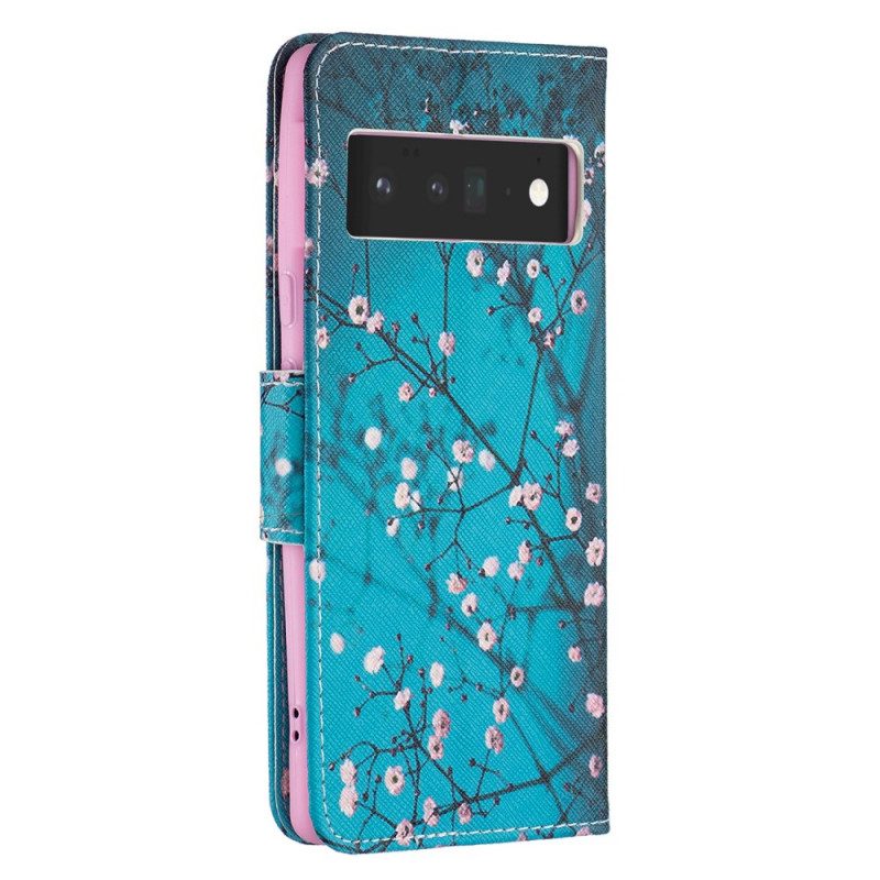 Custodia in pelle Google Pixel 6 Pro Ramo Di Un Albero In Fiore